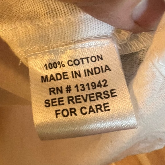 White 3X 100%cotton embroidered tunic made in India. - Picture 3 of 3